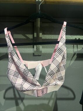Victoria's Secret Pink Plaid Bralette with Black Accents